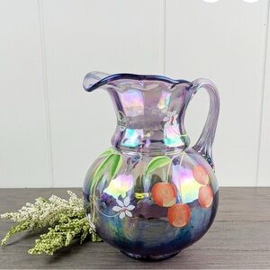 Fenton 2001 hand painted glass pitcher